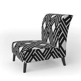 Monochrome Geometric Pattern II Mid-Century Accent Chair