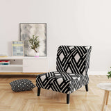 Monochrome Geometric Pattern II Mid-Century Accent Chair
