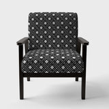 Monochrome Geometric Pattern II Mid-Century Accent Chair