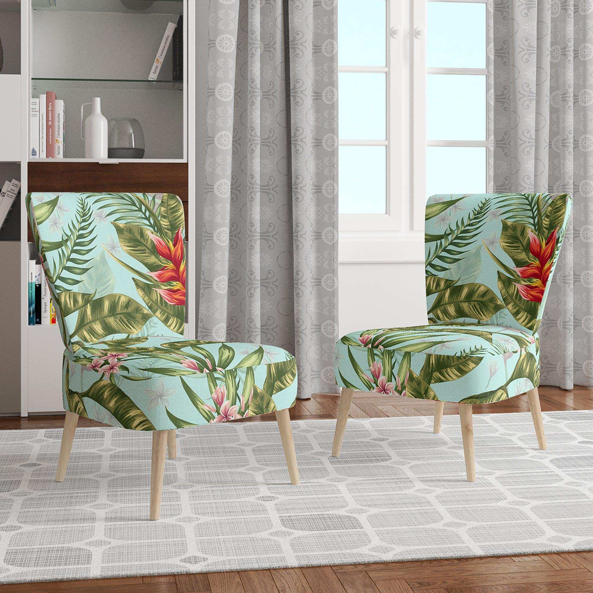 Tropical Foliage II Mid-Century Accent Chair