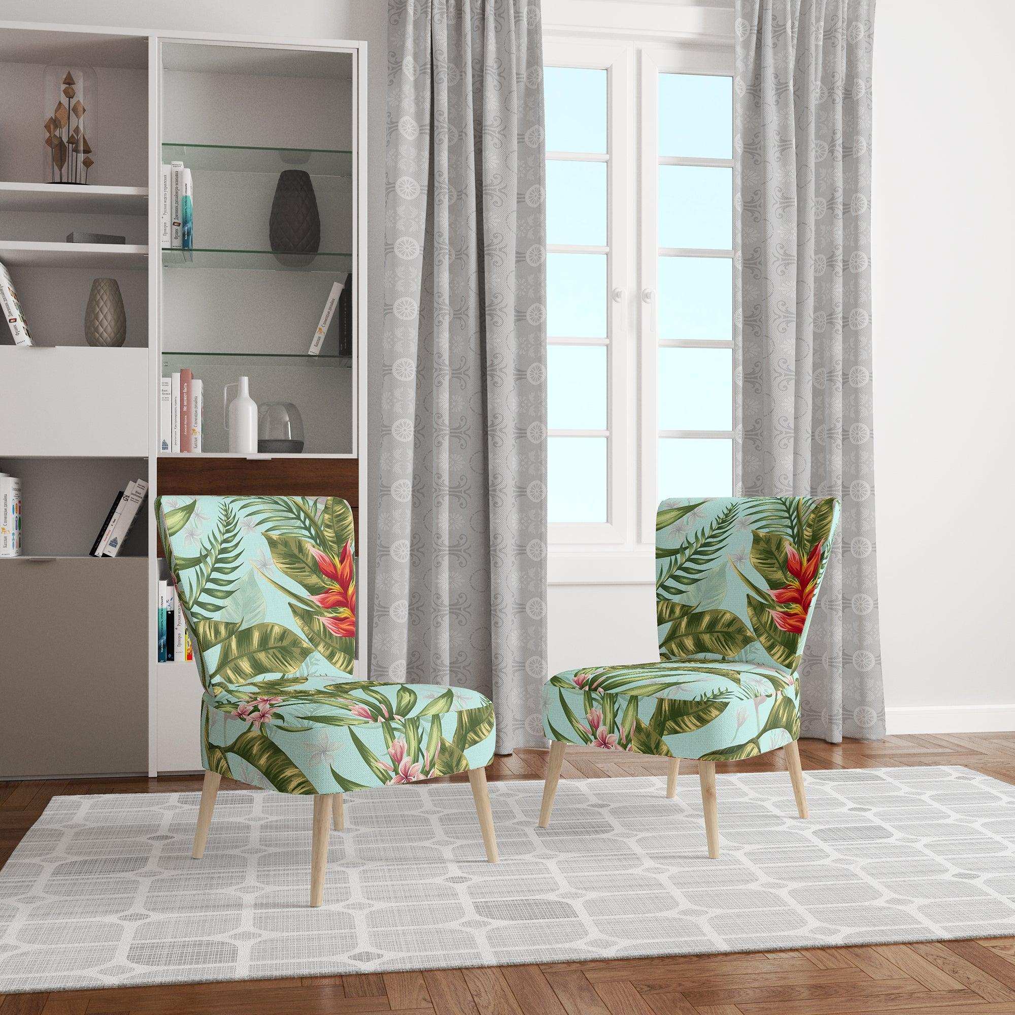 Tropical Foliage II Mid-Century Accent Chair
