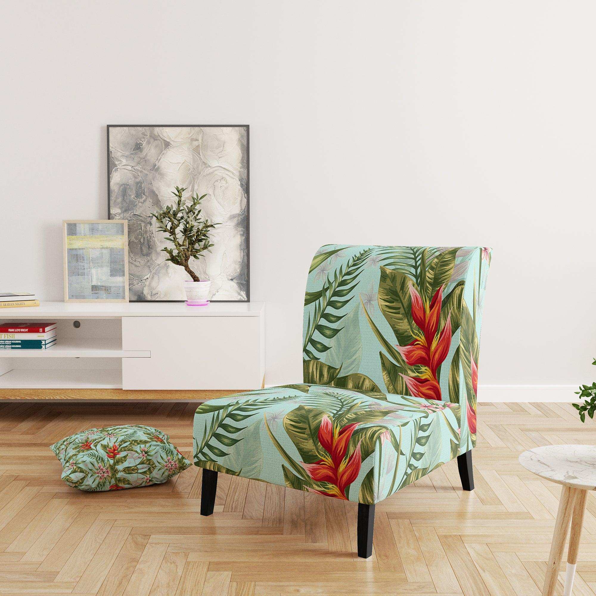 Tropical Foliage II Mid-Century Accent Chair