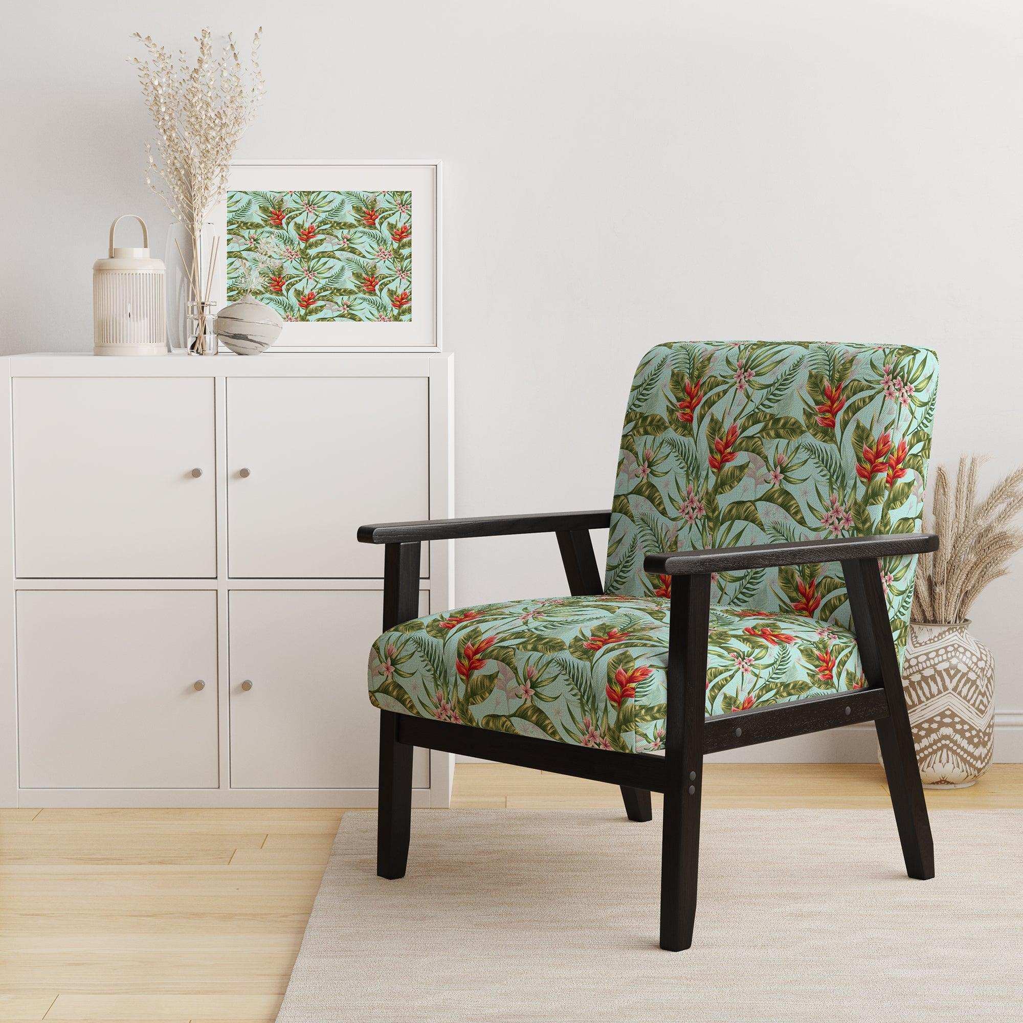 Tropical Foliage II Mid-Century Accent Chair