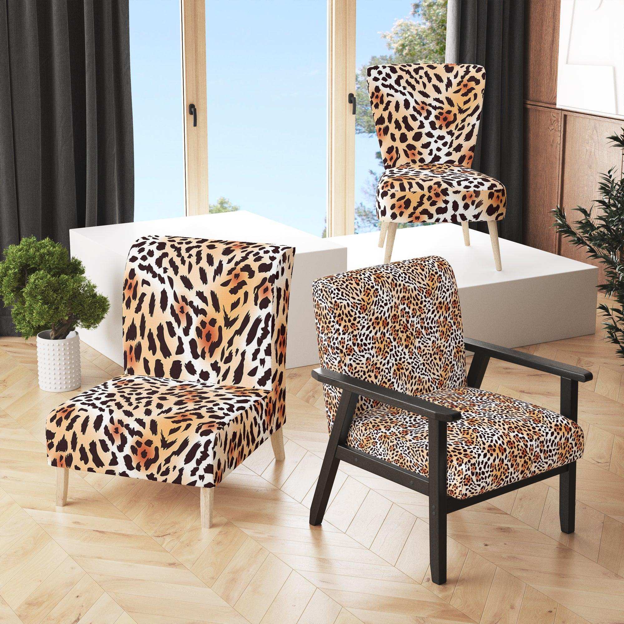 Leopard Fur Safari II Mid-Century Accent Chair