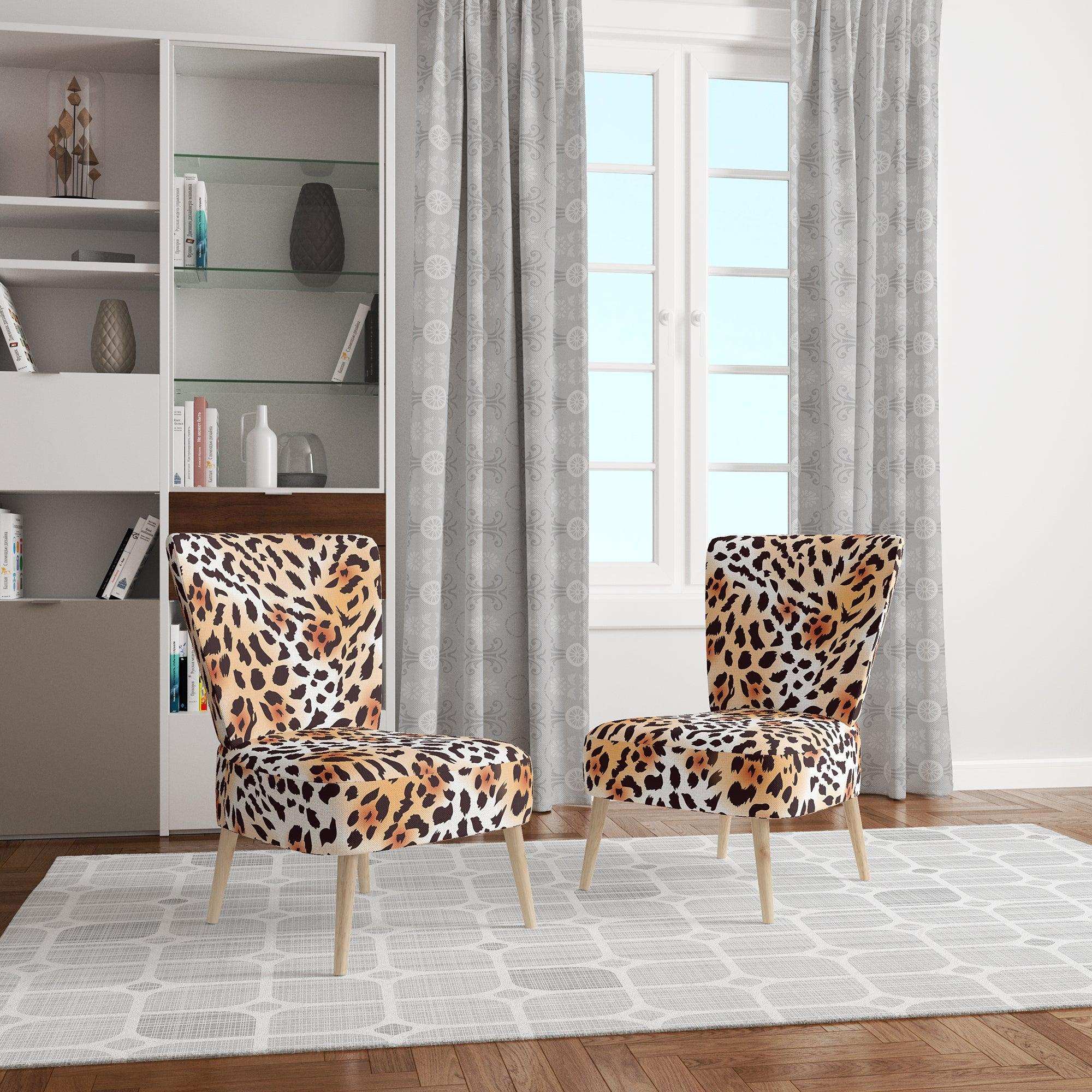 Leopard Fur Safari II Mid-Century Accent Chair