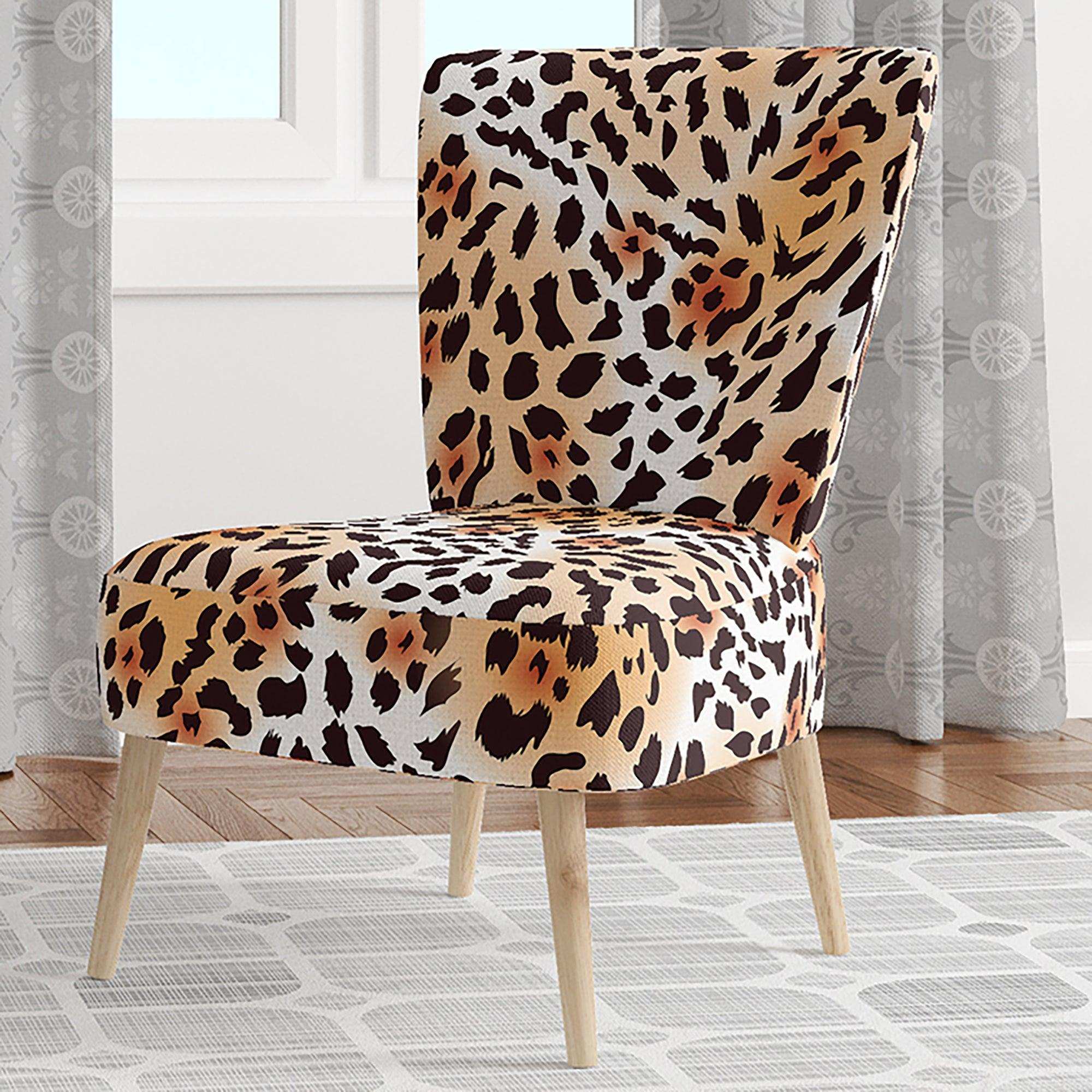 Leopard Fur Safari II Mid-Century Accent Chair