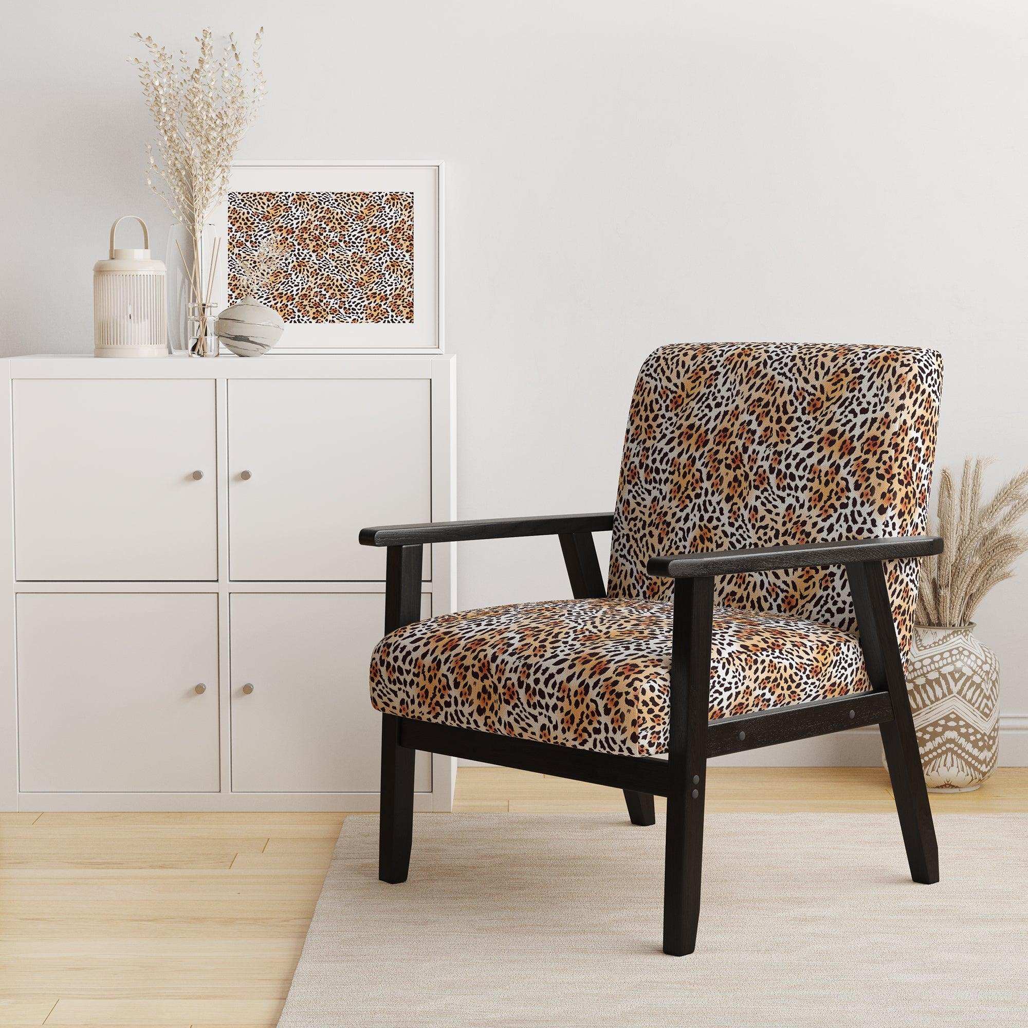 Leopard Fur Safari II Mid-Century Accent Chair