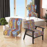 Floral Retro Pattern III Mid-Century Accent Chair