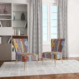 Floral Retro Pattern III Mid-Century Accent Chair
