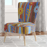 Floral Retro Pattern III Mid-Century Accent Chair
