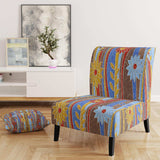 Floral Retro Pattern III Mid-Century Accent Chair