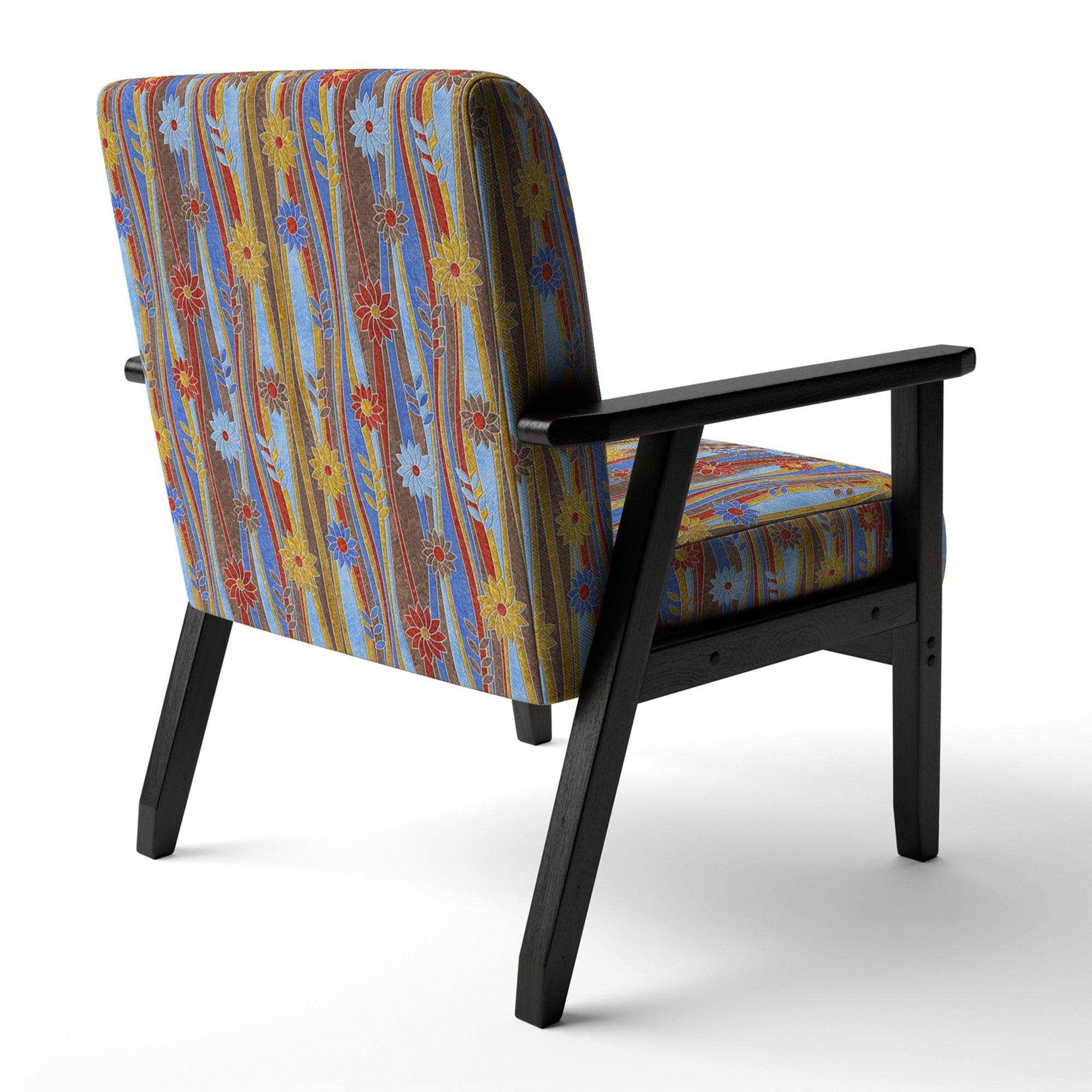 Floral Retro Pattern III Mid-Century Accent Chair
