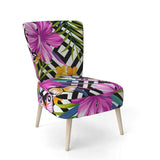 Tropical Foliage And Geometrics Mid-Century Accent Chair
