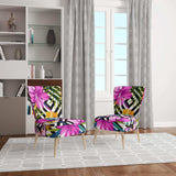 Tropical Foliage And Geometrics Mid-Century Accent Chair