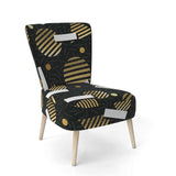 Gold Retro Circular Pattern Mid-Century Accent Chair