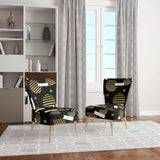 Gold Retro Circular Pattern Mid-Century Accent Chair
