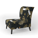 Gold Retro Circular Pattern Mid-Century Accent Chair
