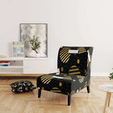 Gold Retro Circular Pattern Mid-Century Accent Chair