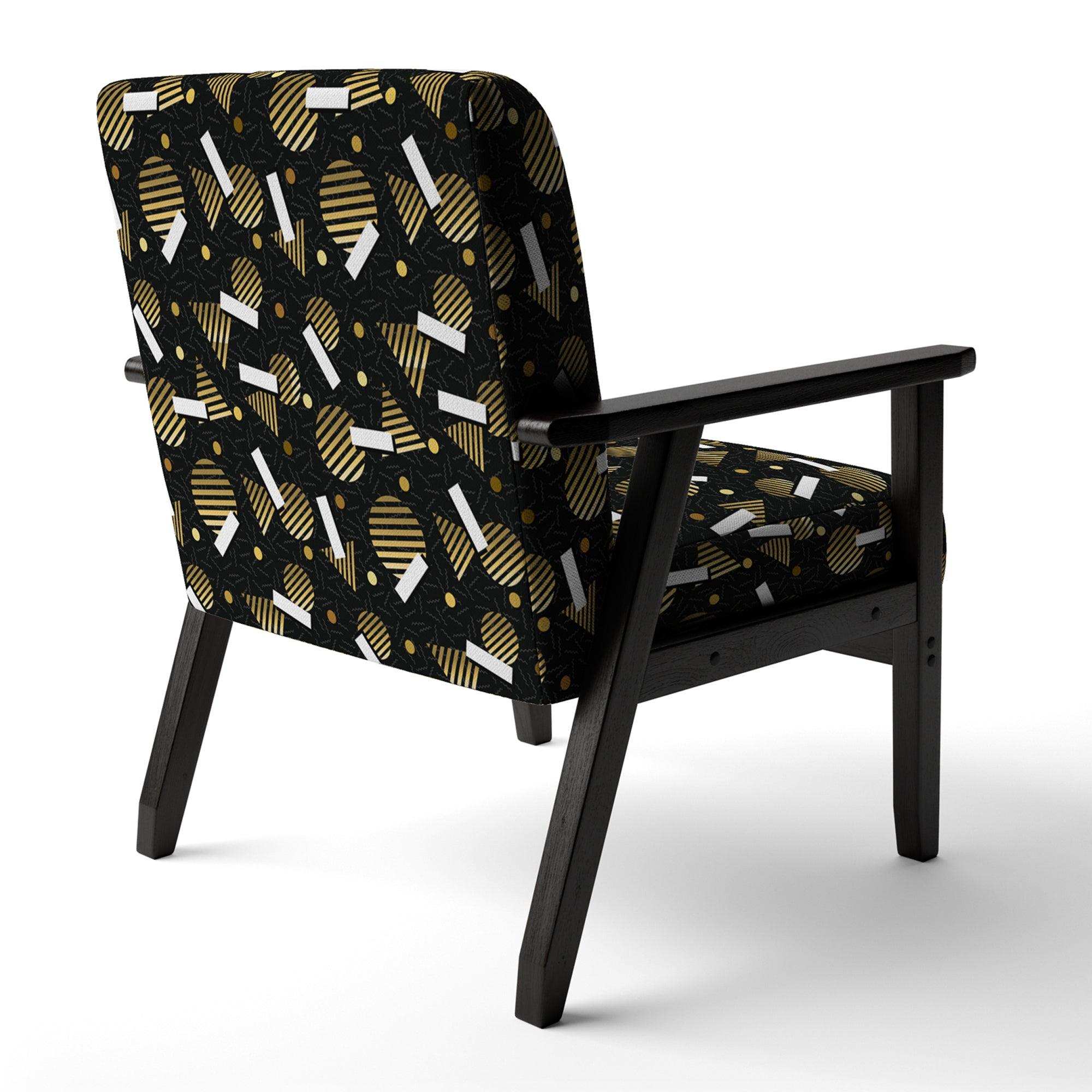 Gold Retro Circular Pattern Mid-Century Accent Chair