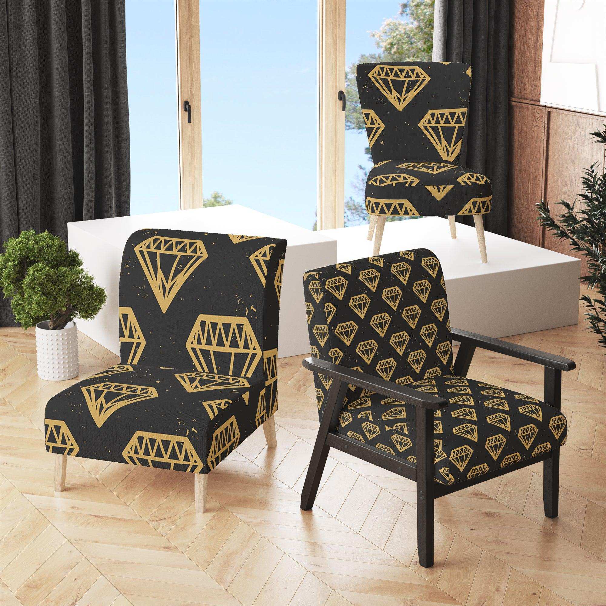 Vintage Golden Diamonds Mid-Century Accent Chair