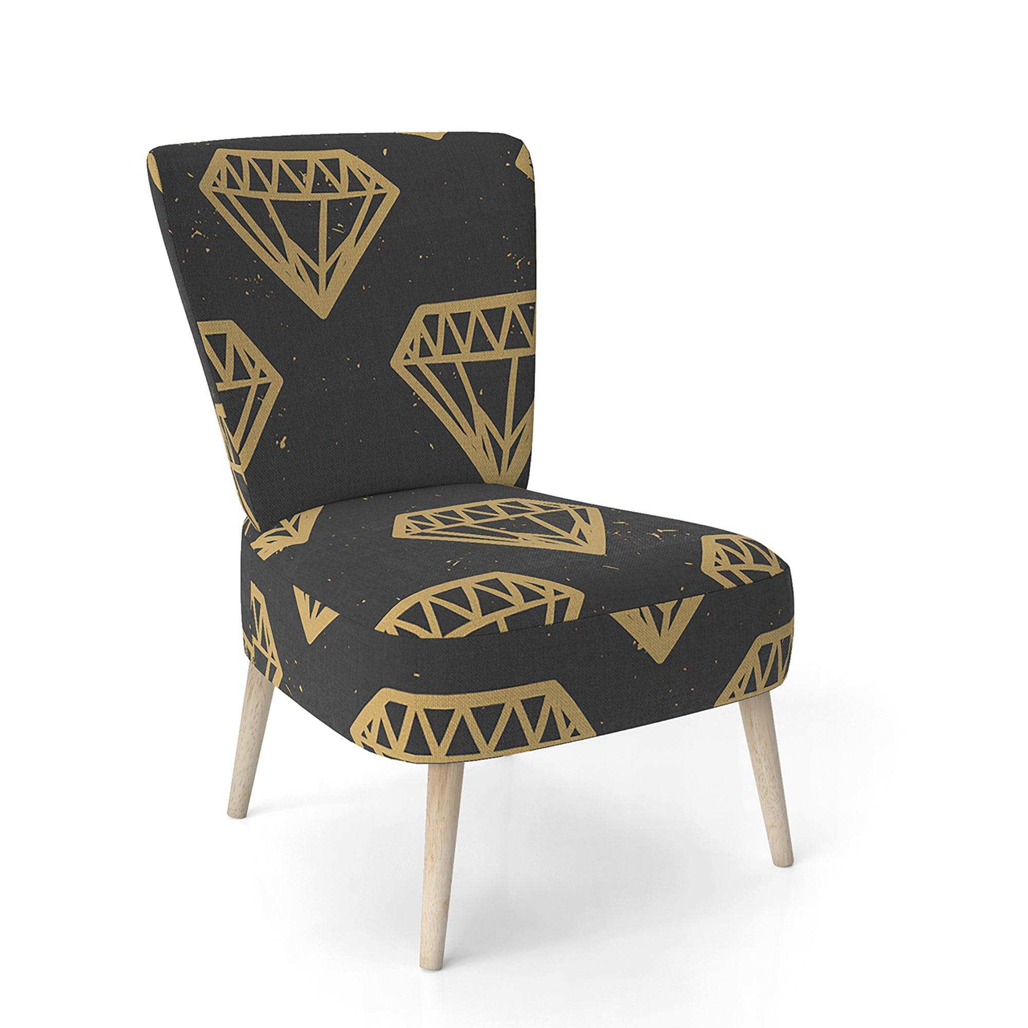 Vintage Golden Diamonds Mid-Century Accent Chair
