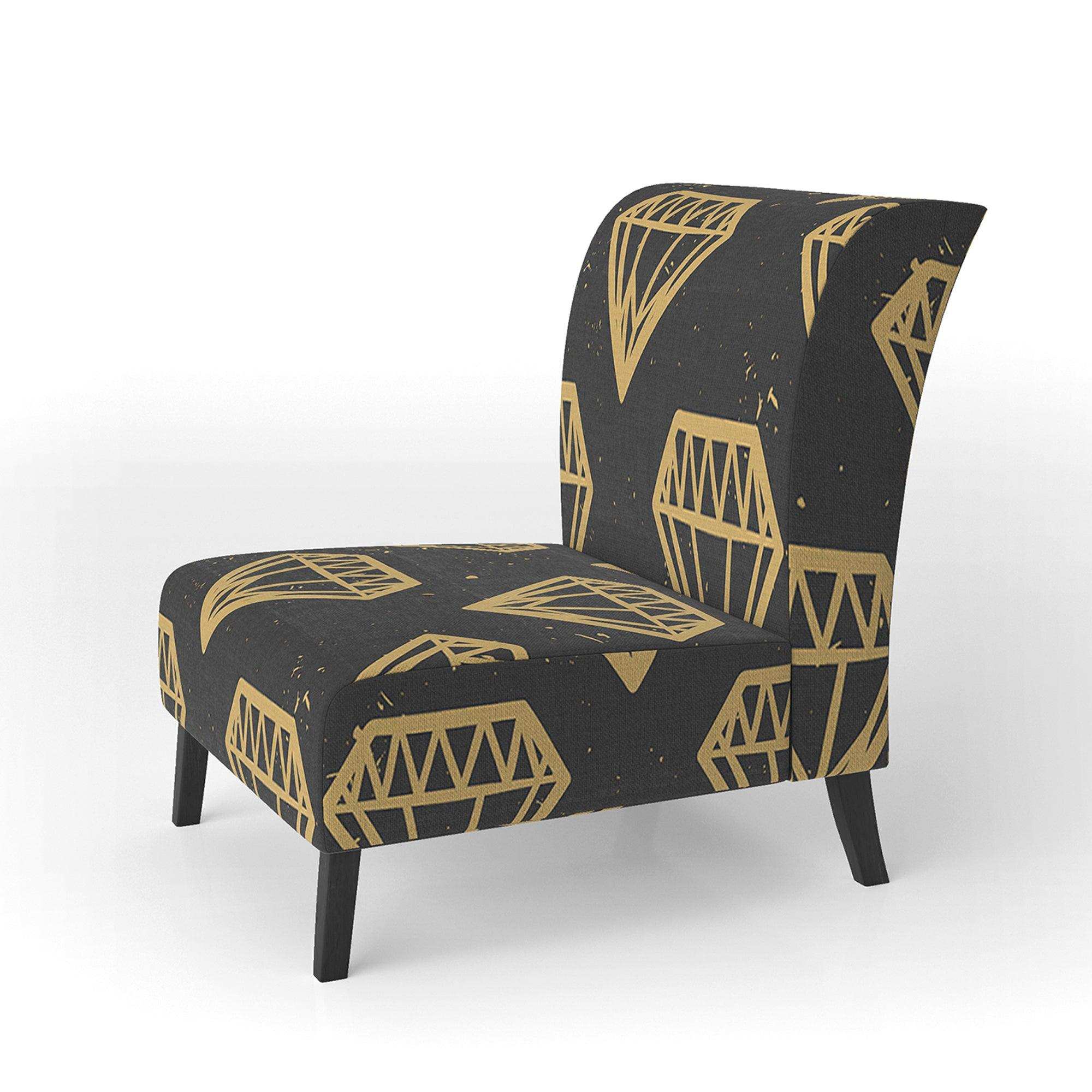Vintage Golden Diamonds Mid-Century Accent Chair