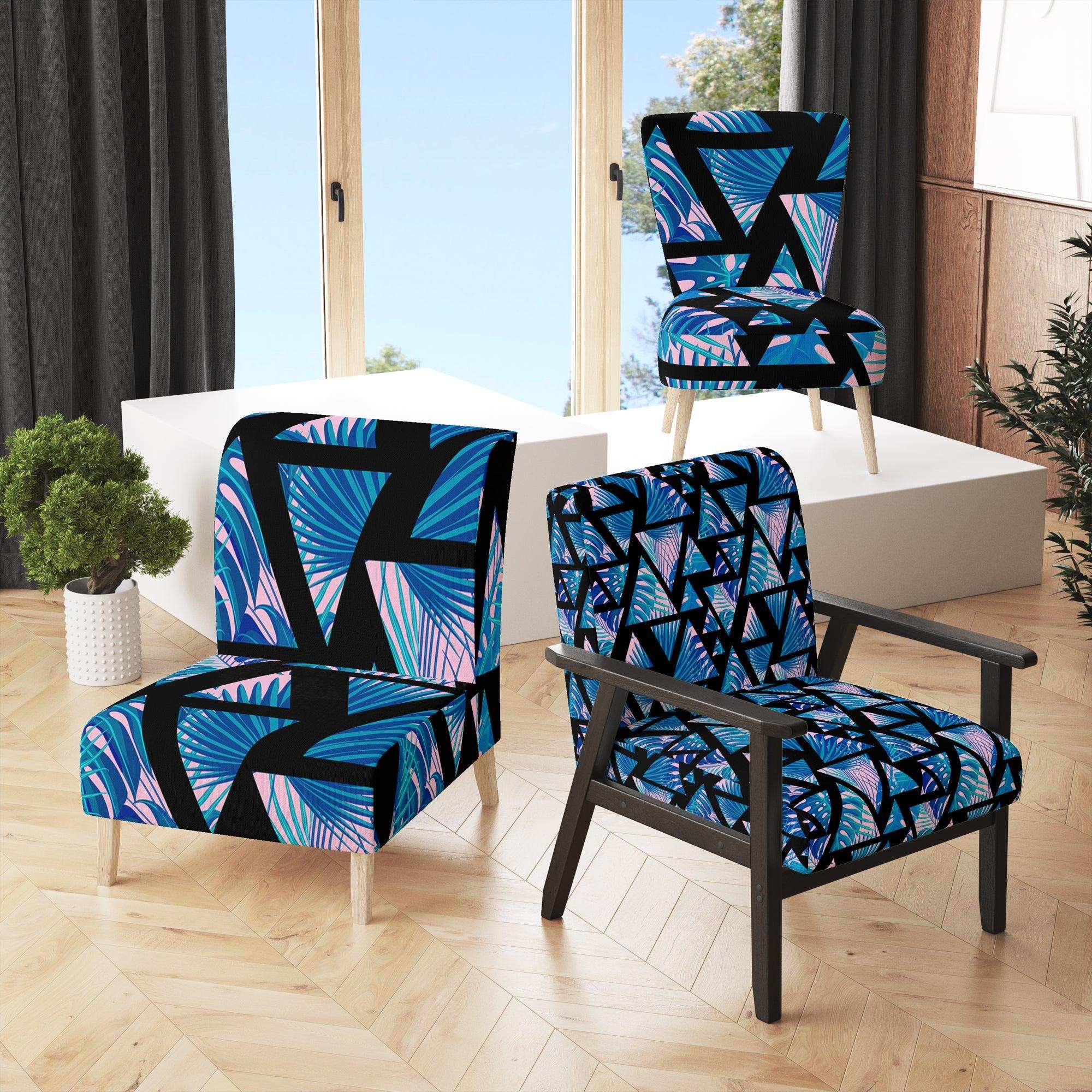 Retro Floral Pattern XIV Mid-Century Accent Chair