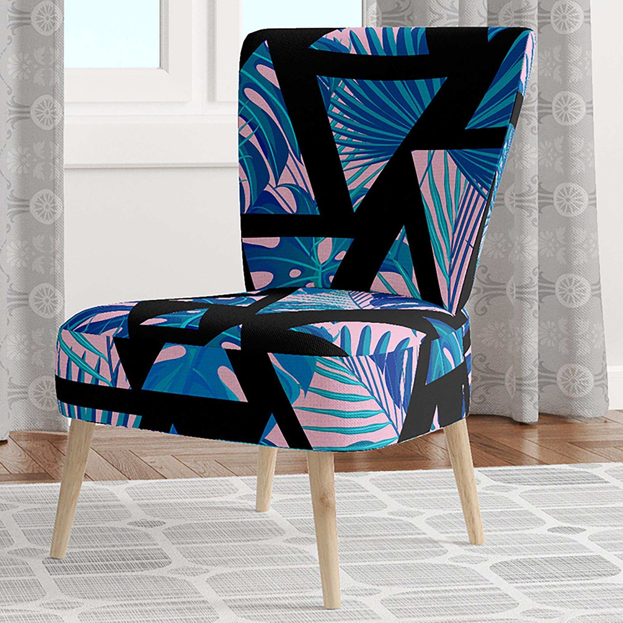 Retro Floral Pattern XIV Mid-Century Accent Chair