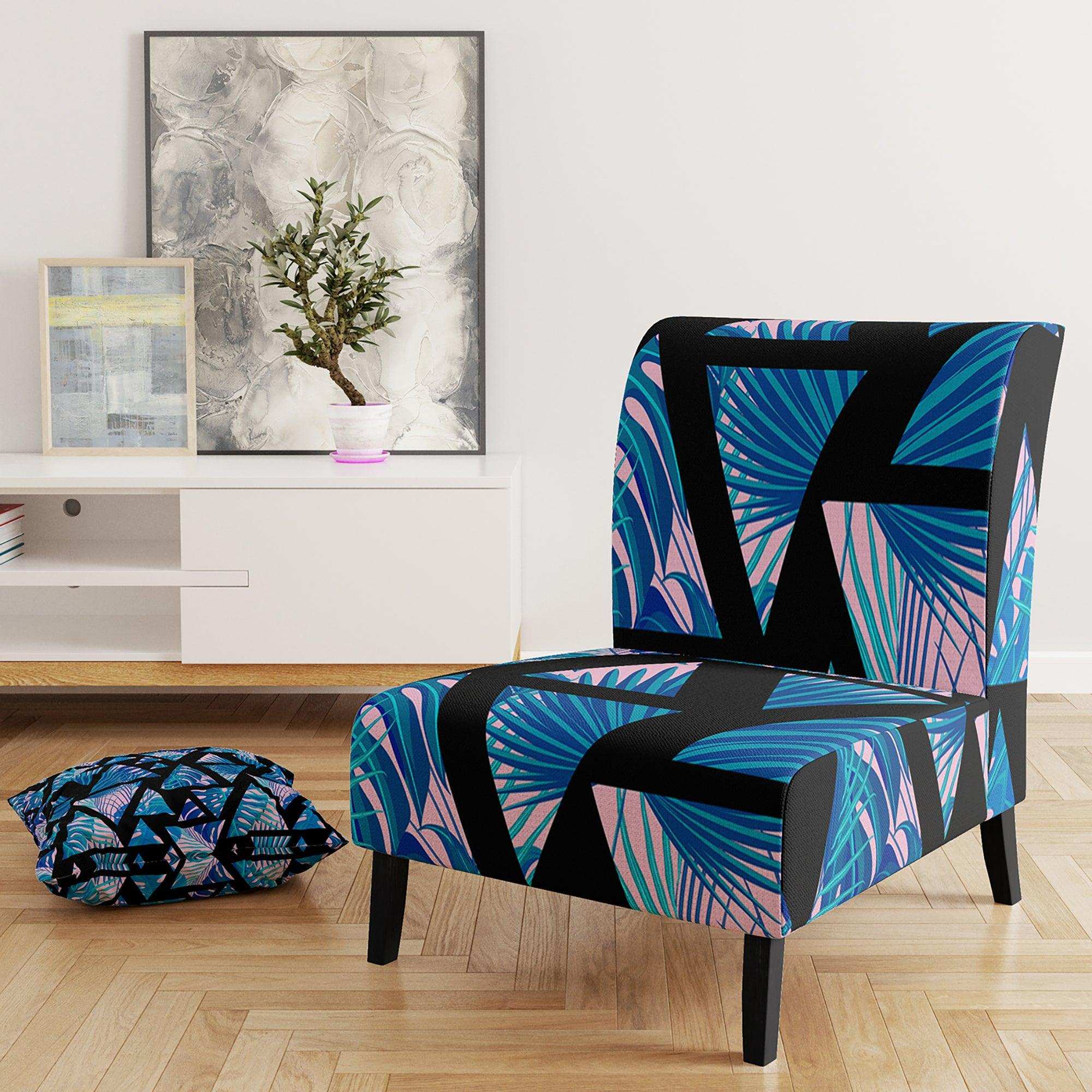 Retro Floral Pattern XIV Mid-Century Accent Chair