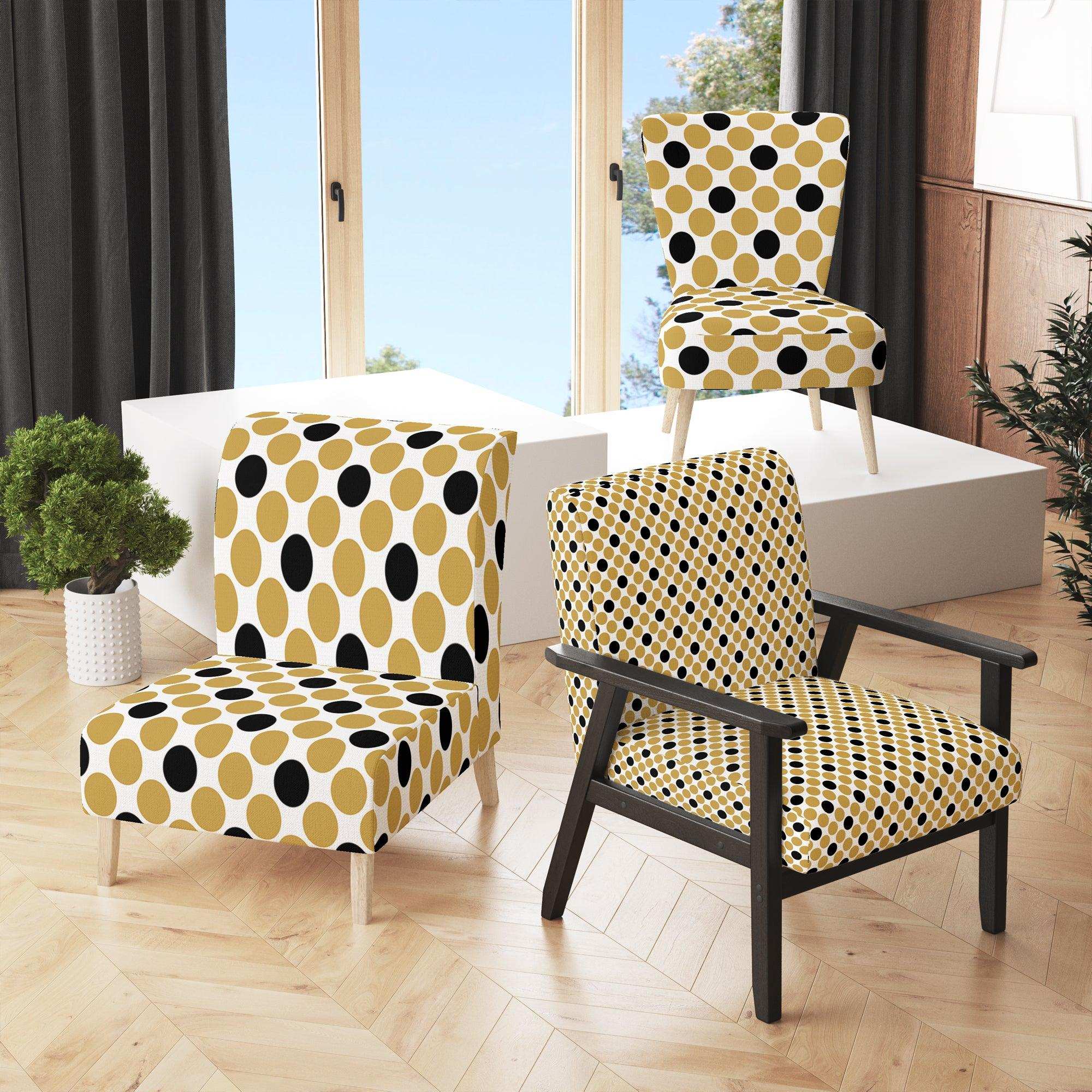 Golden Polka Dot Mid-Century Accent Chair
