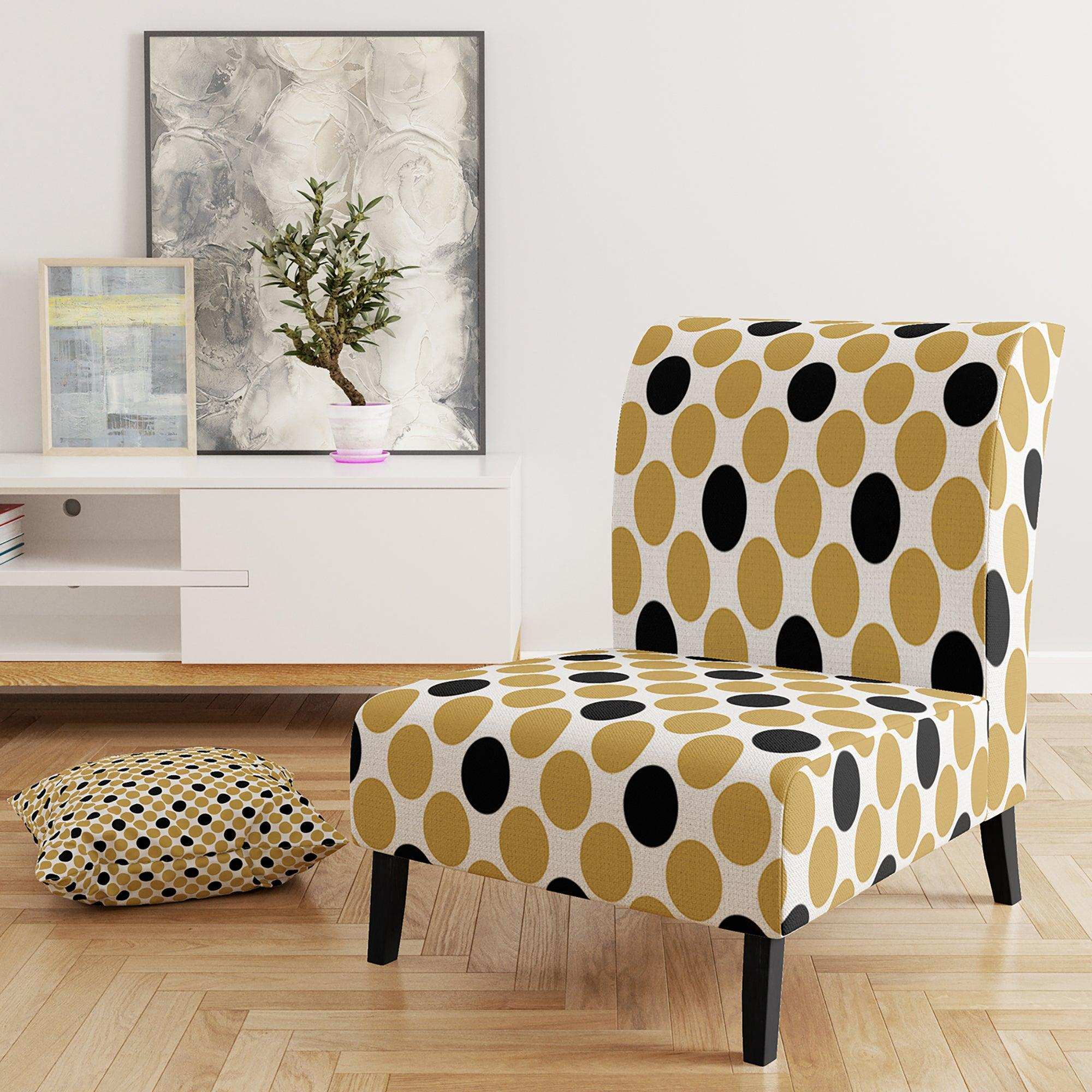 Golden Polka Dot Mid-Century Accent Chair