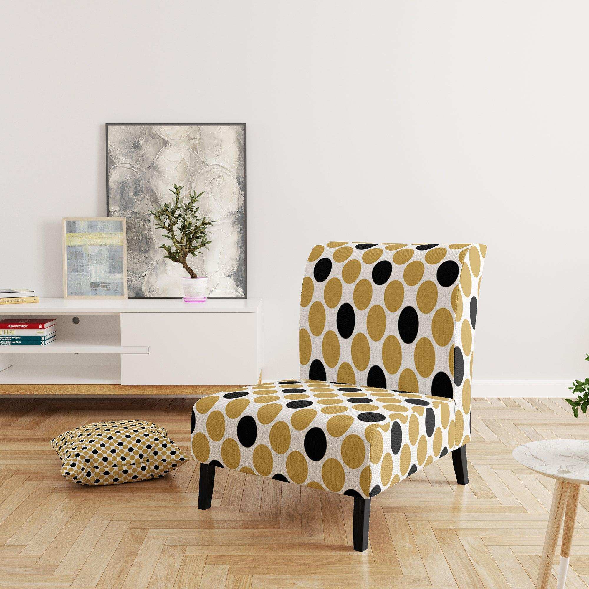 Golden Polka Dot Mid-Century Accent Chair