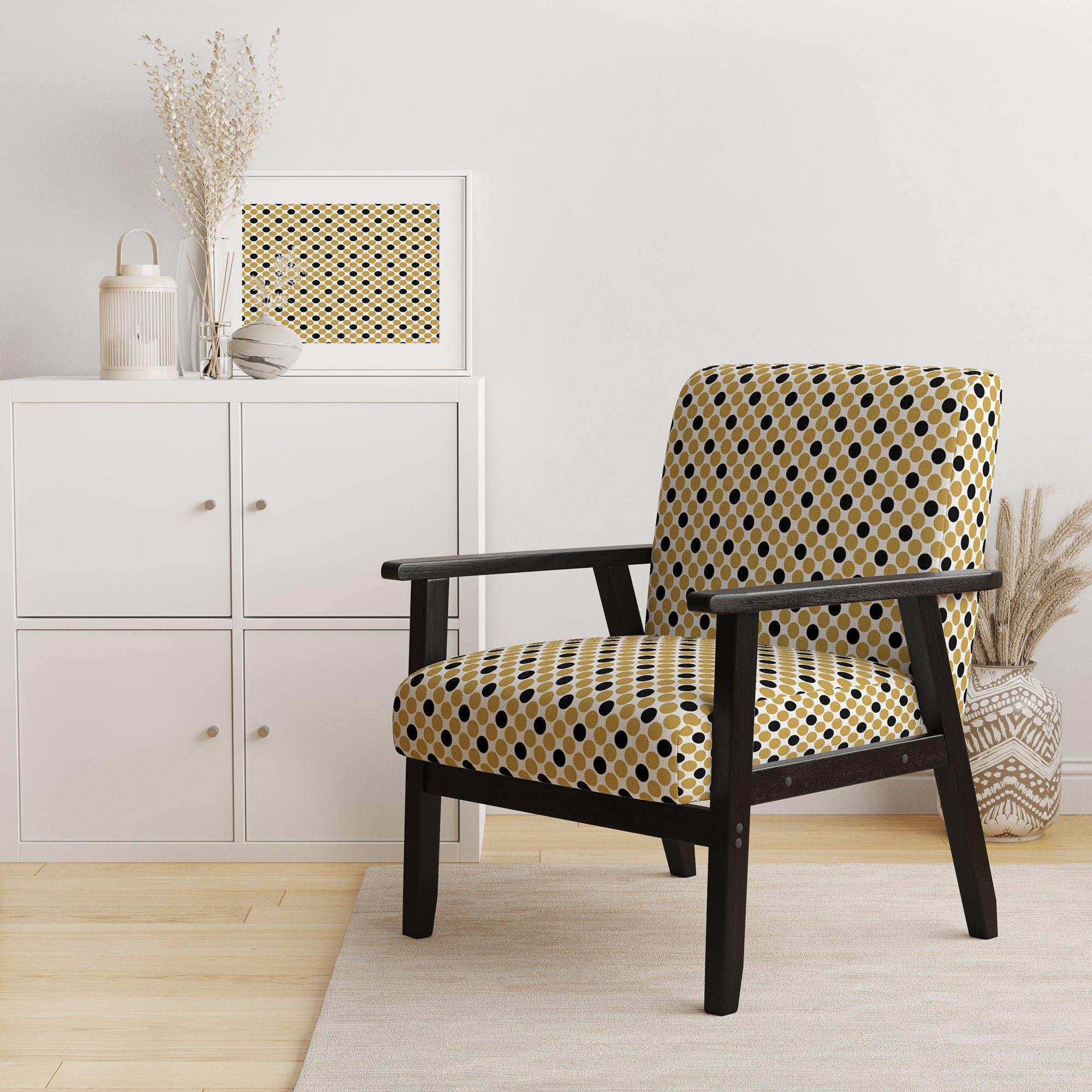 Golden Polka Dot Mid-Century Accent Chair