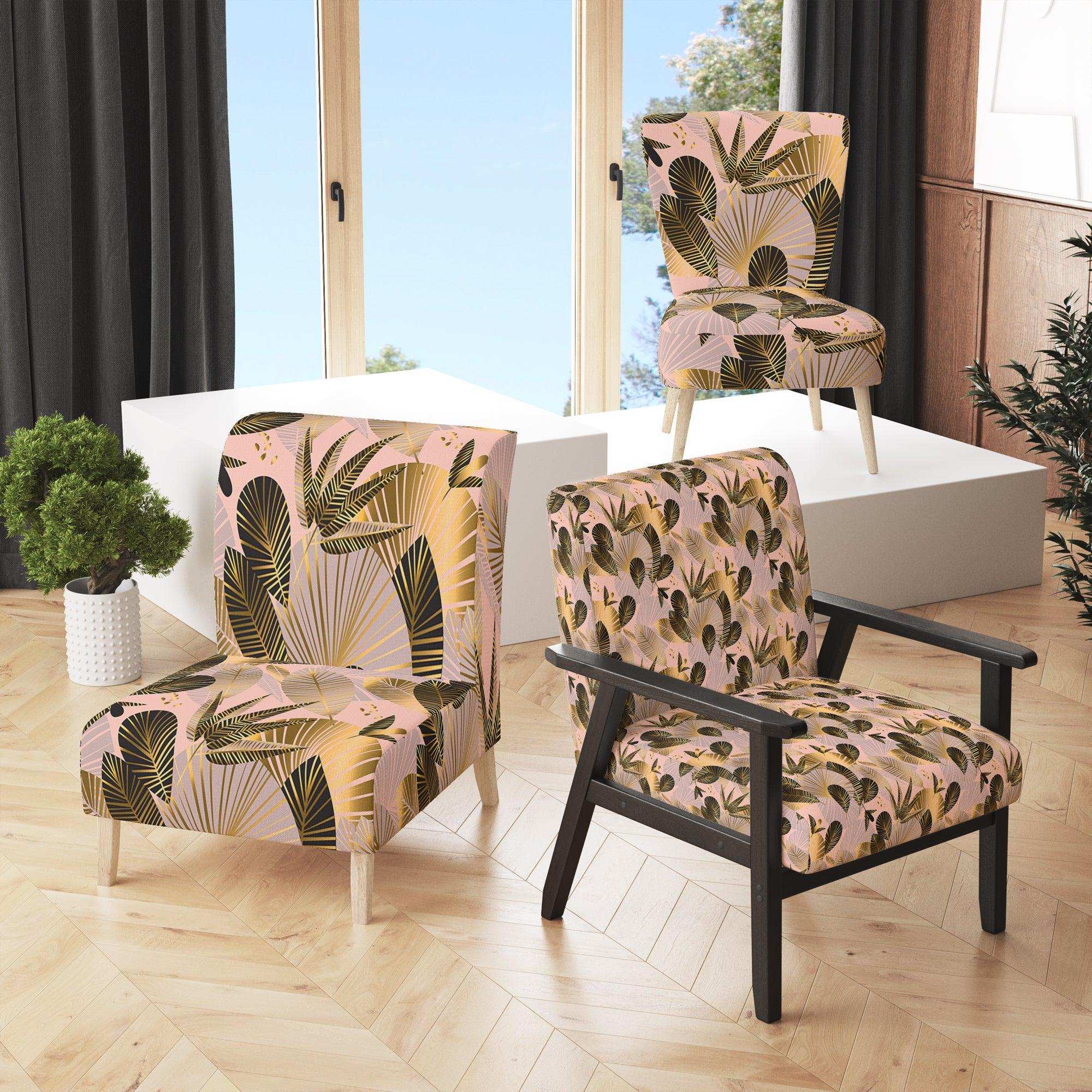 Golden Foliage III Mid-Century Accent Chair
