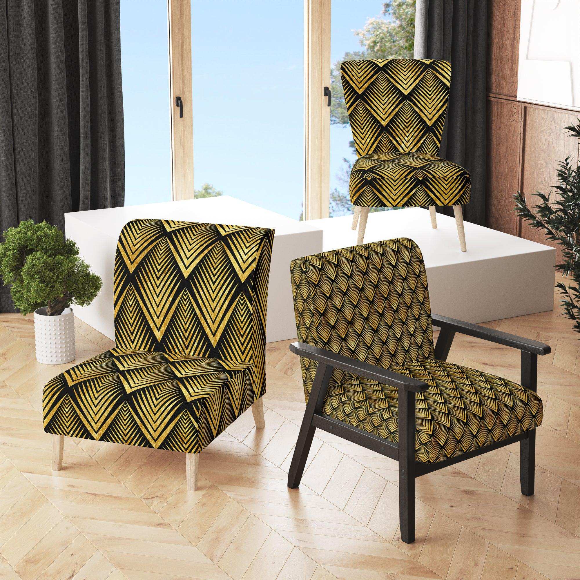 Deco Seal pattern Mid-Century Accent Chair