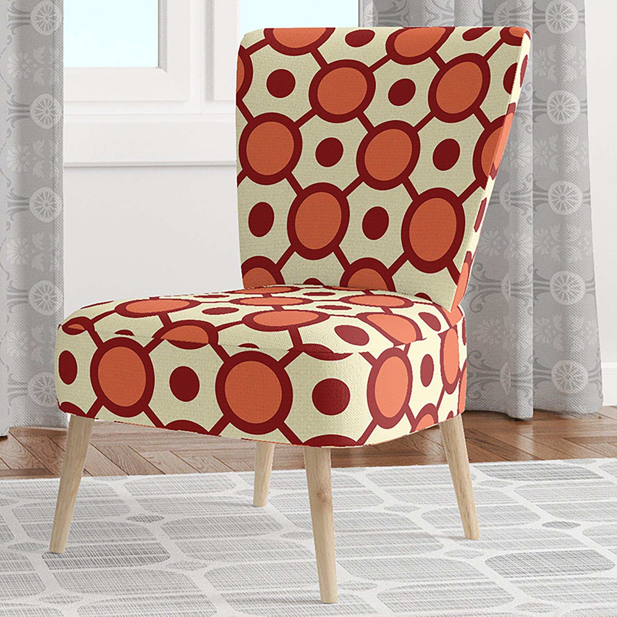 Abstract Retro Geometrical Design IX Mid-Century Accent Chair Side Chair