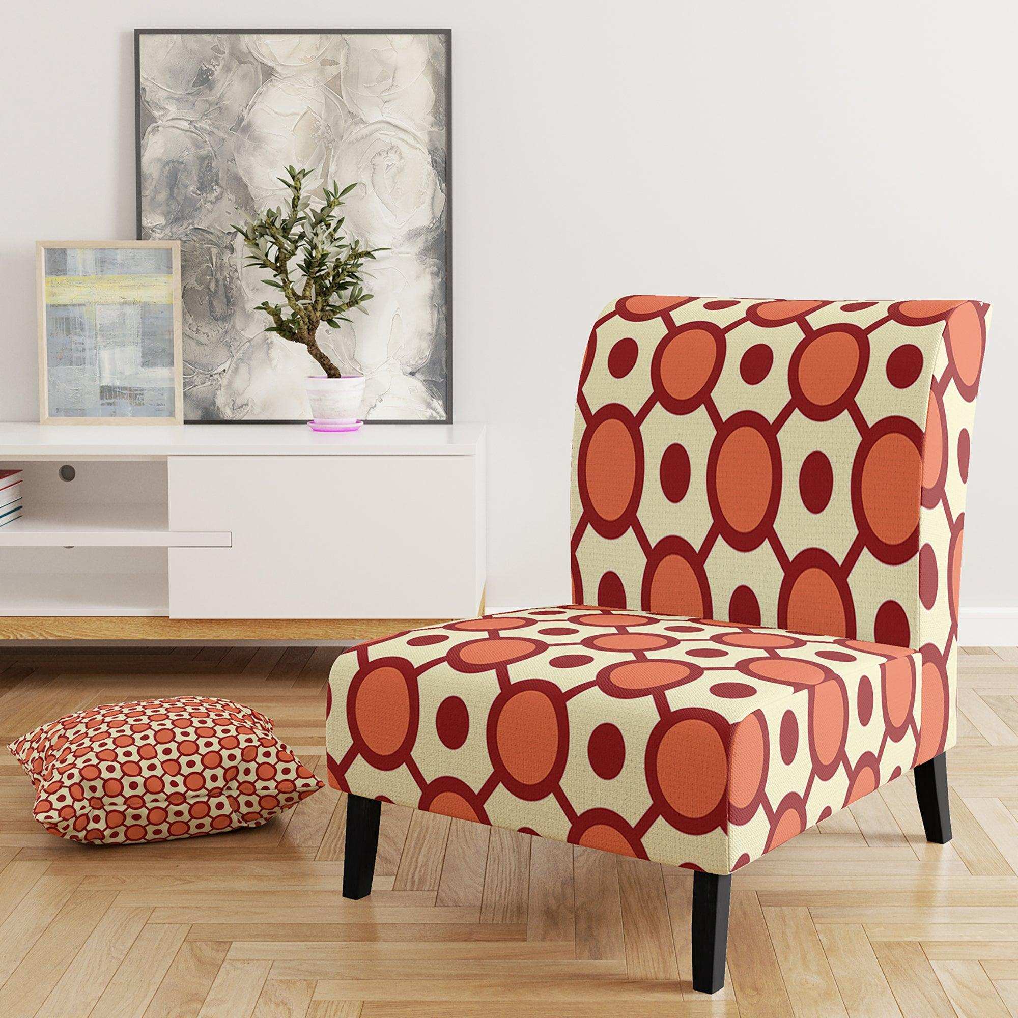 Abstract Retro Geometrical Design IX Mid-Century Accent Chair Slipper Chair