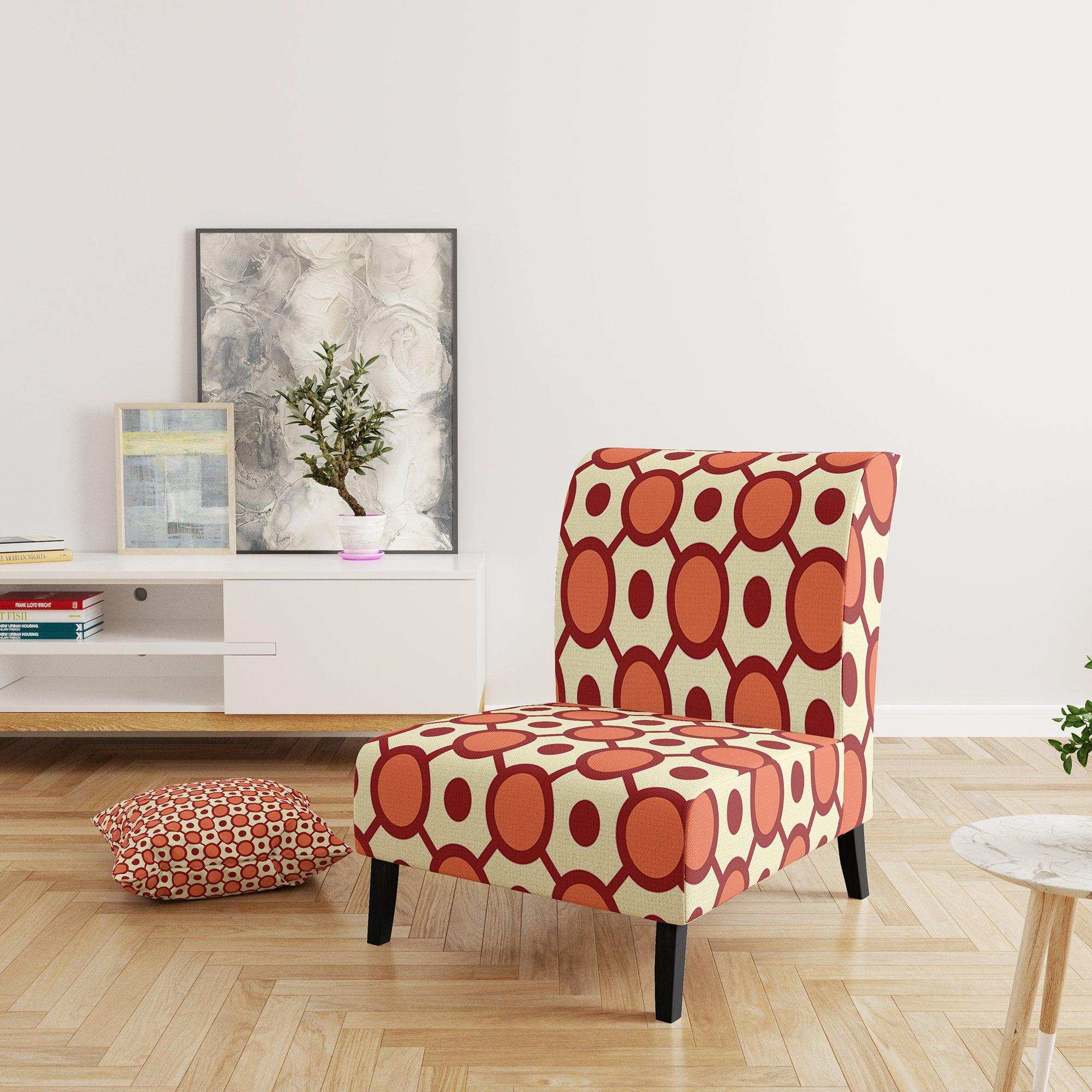 Abstract Retro Geometrical Design IX Mid-Century Accent Chair Slipper Chair
