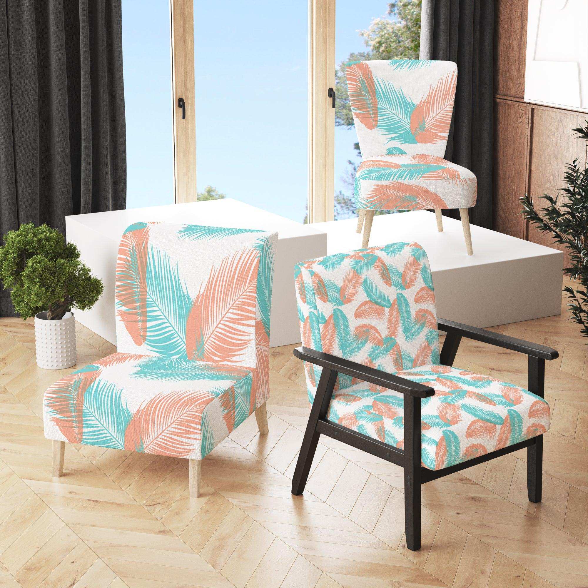 Retro Tropical Foliage II Mid-Century Accent Chair