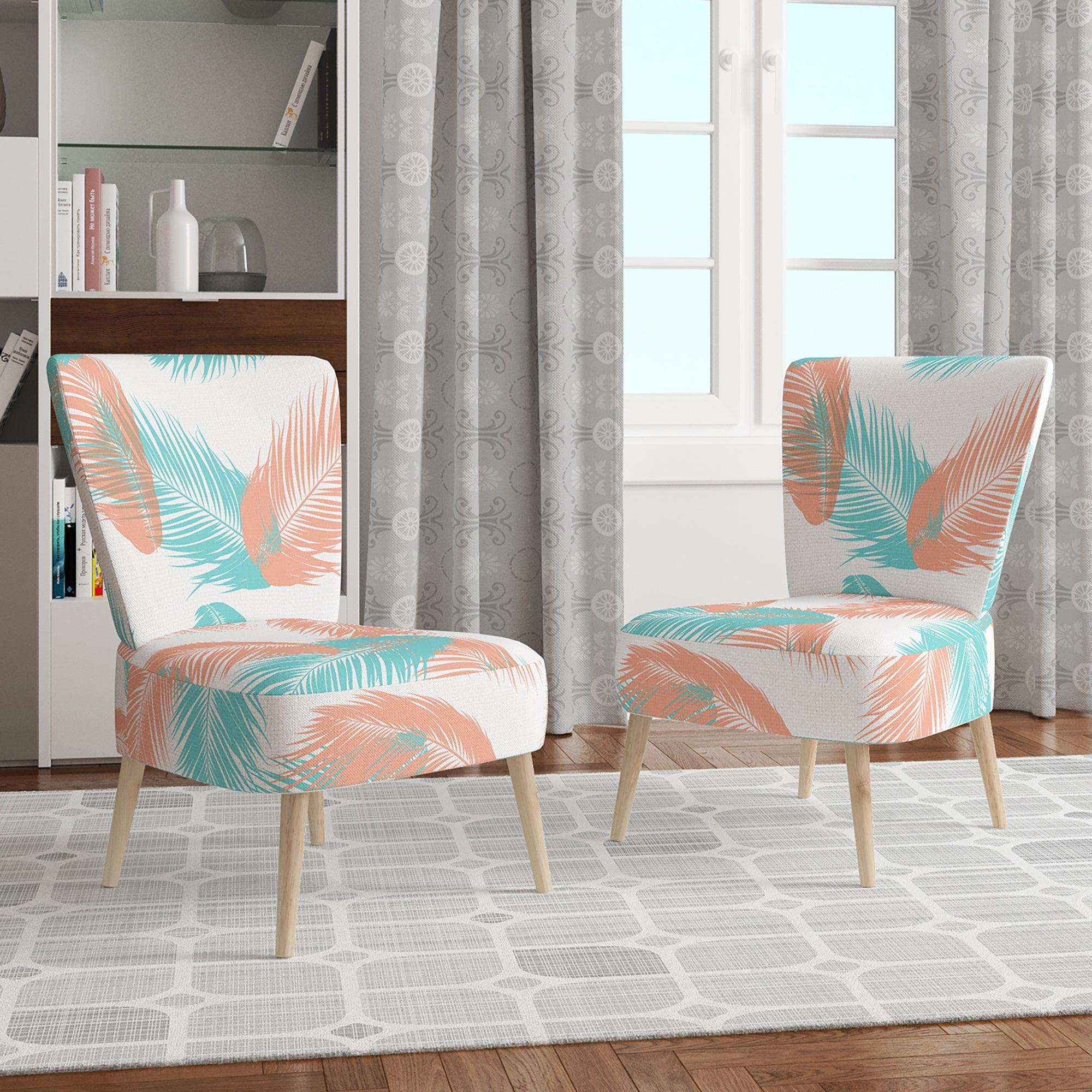 Retro Tropical Foliage II Mid-Century Accent Chair