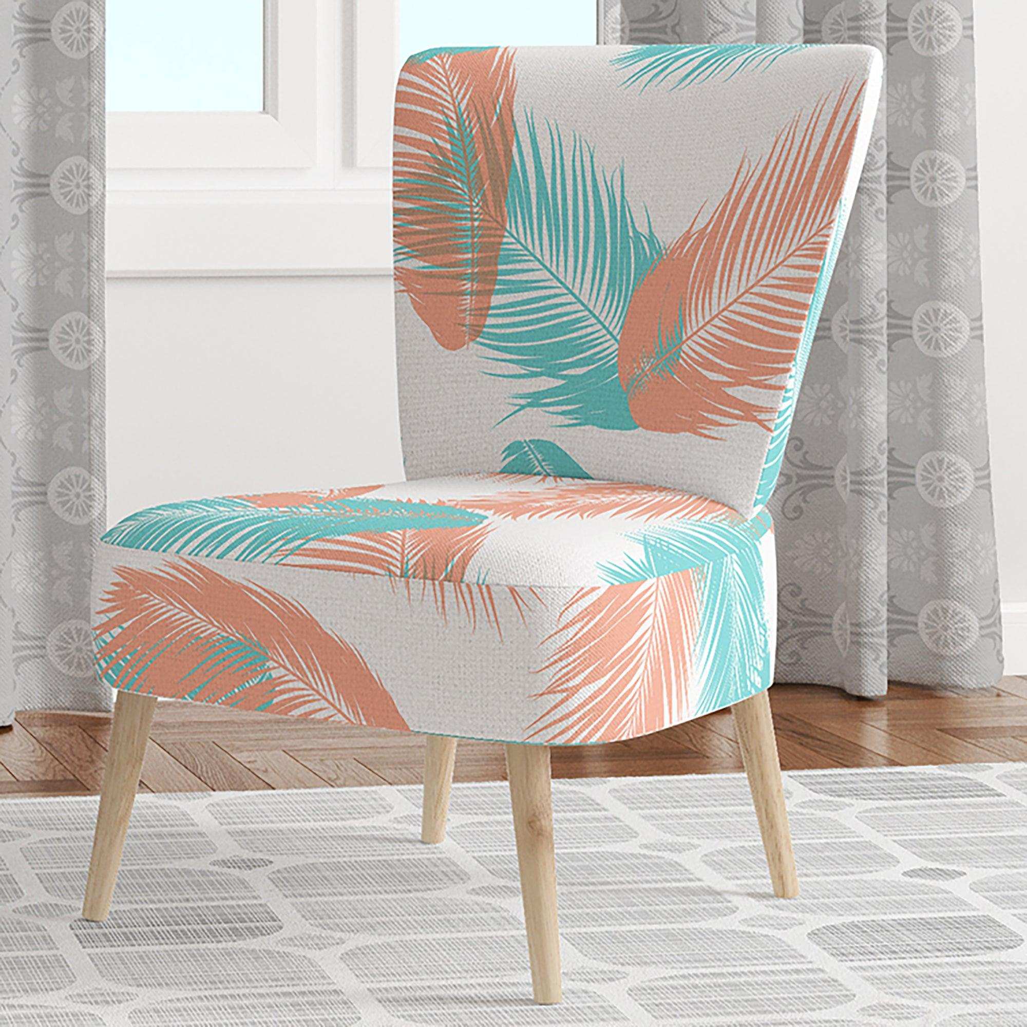 Retro Tropical Foliage II Mid-Century Accent Chair