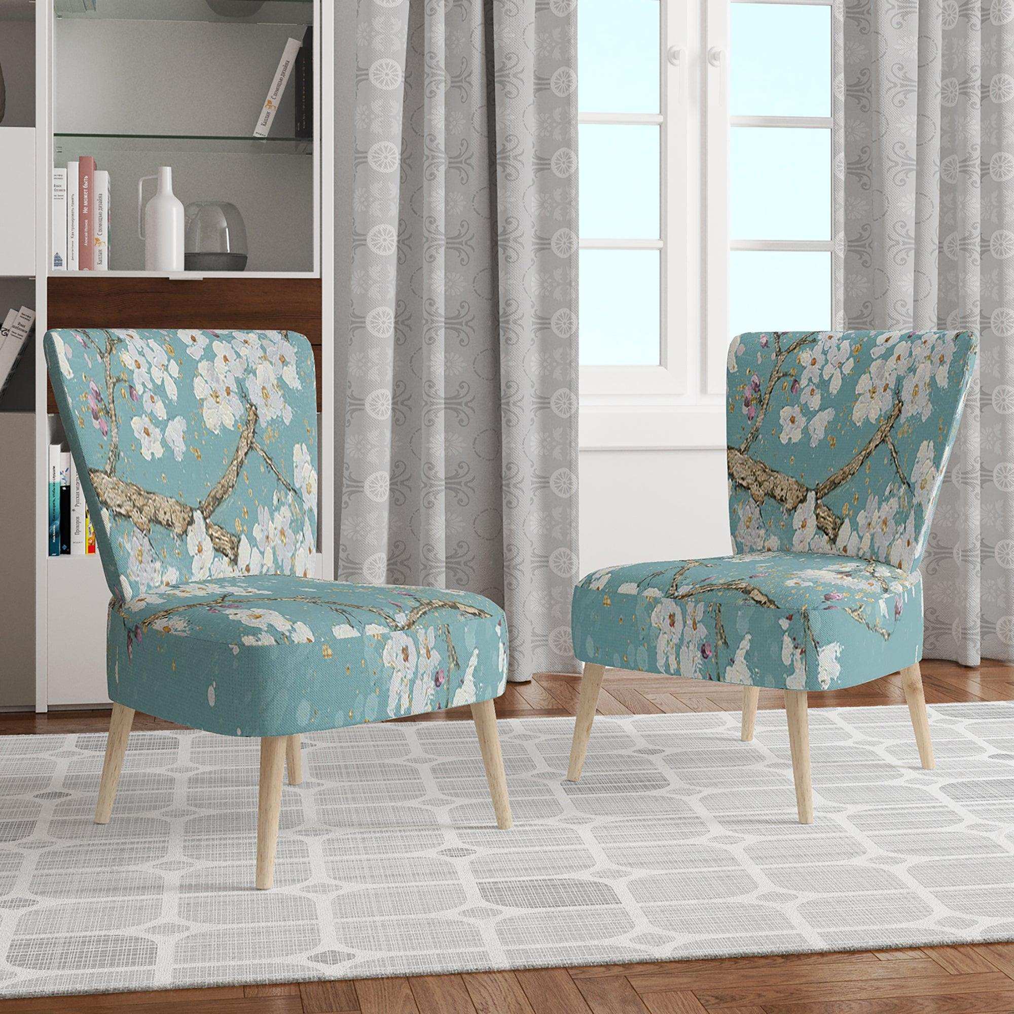Blue April Tree Traditional Accent Chair