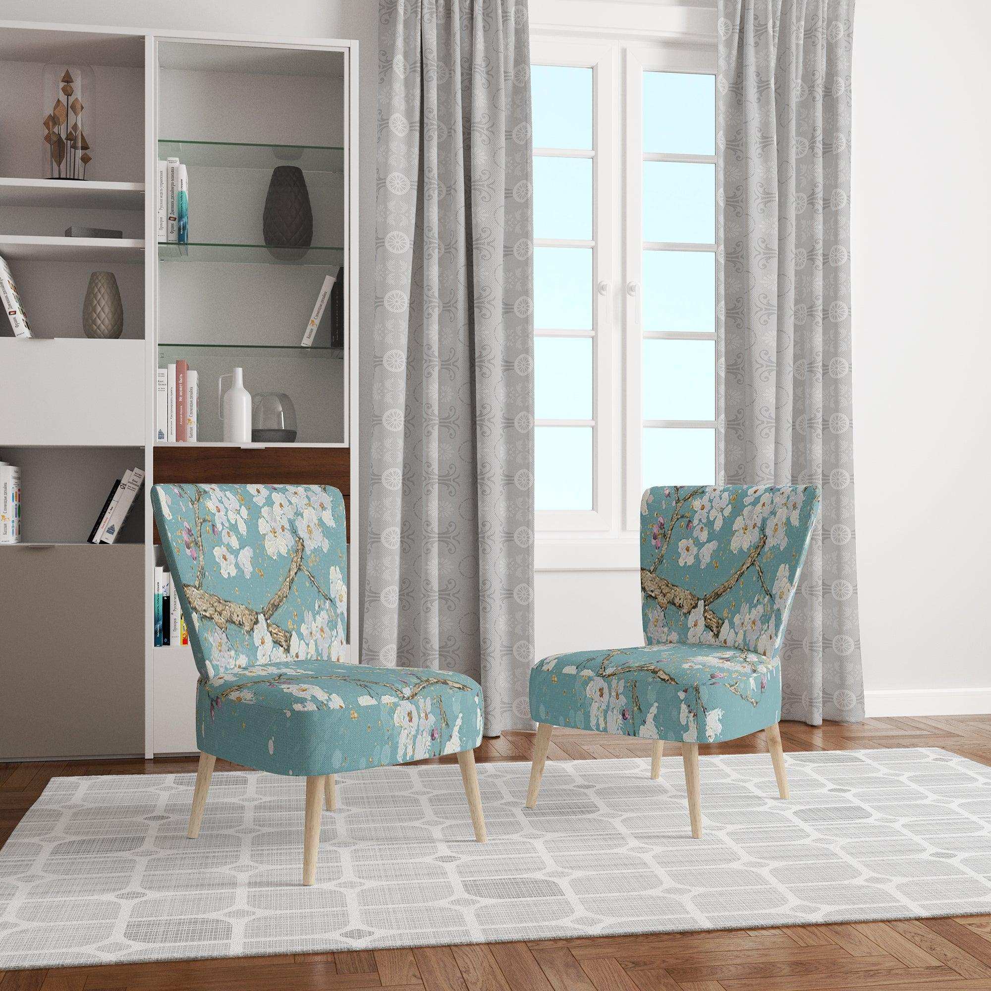 Blue April Tree Traditional Accent Chair
