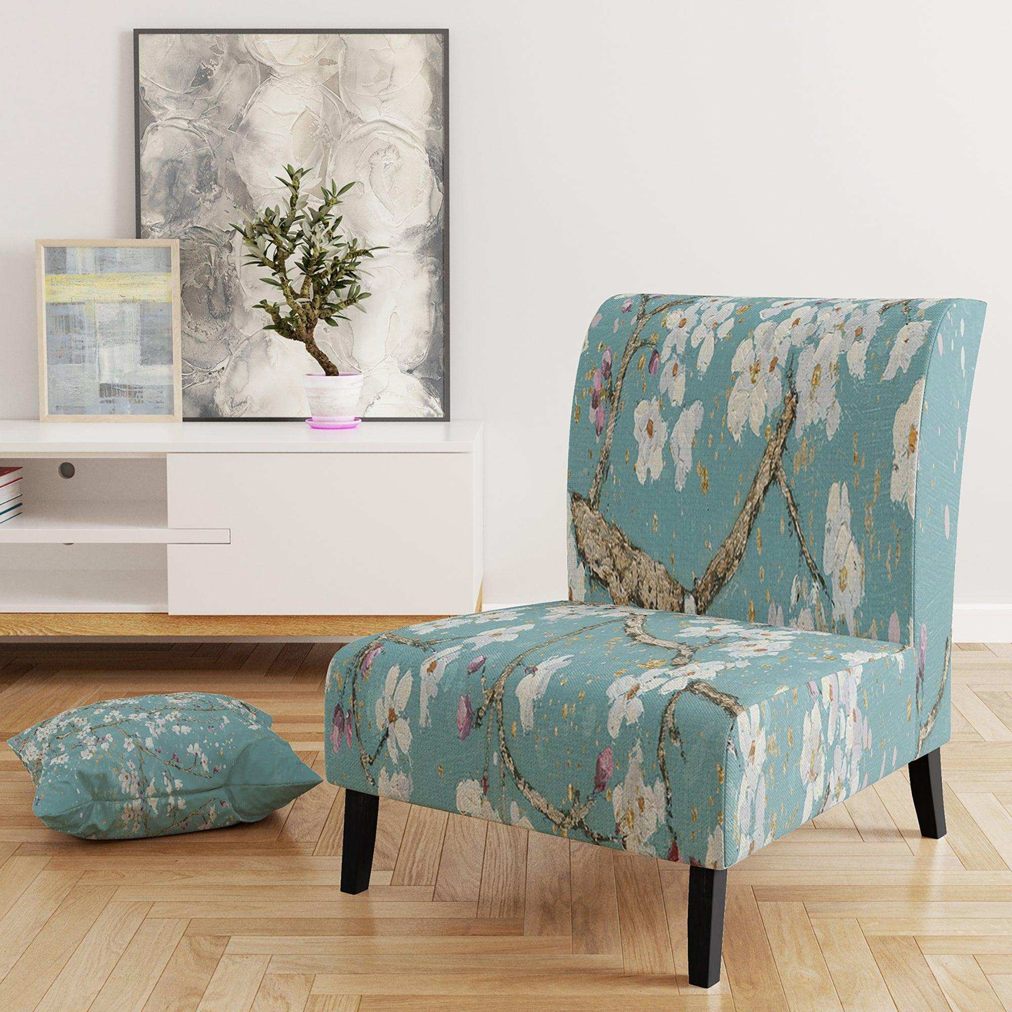 Blue April Tree Traditional Accent Chair