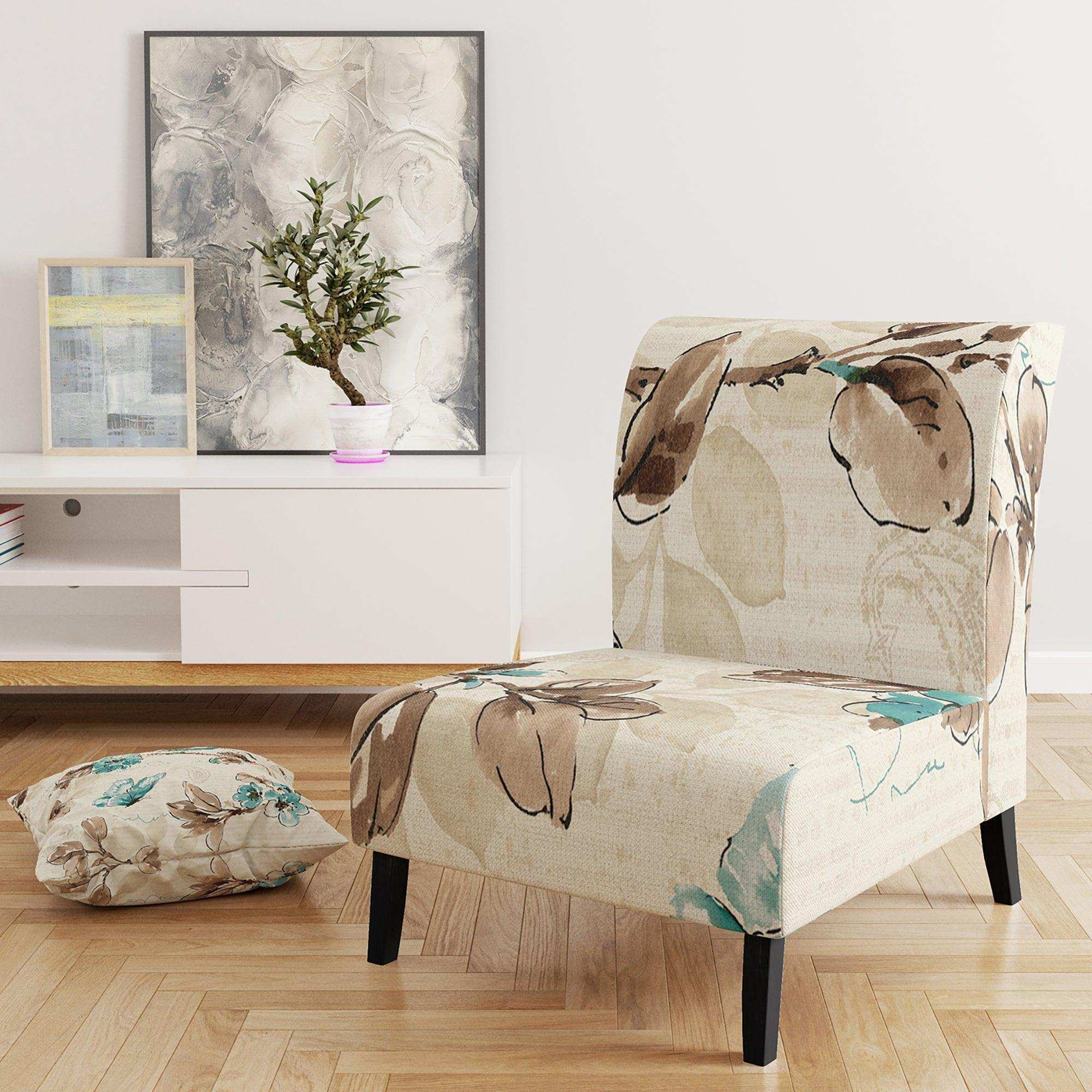 Beige Bird Wings Cottage Accent Chair