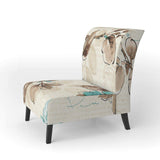 Beige Bird Wings Cottage Accent Chair