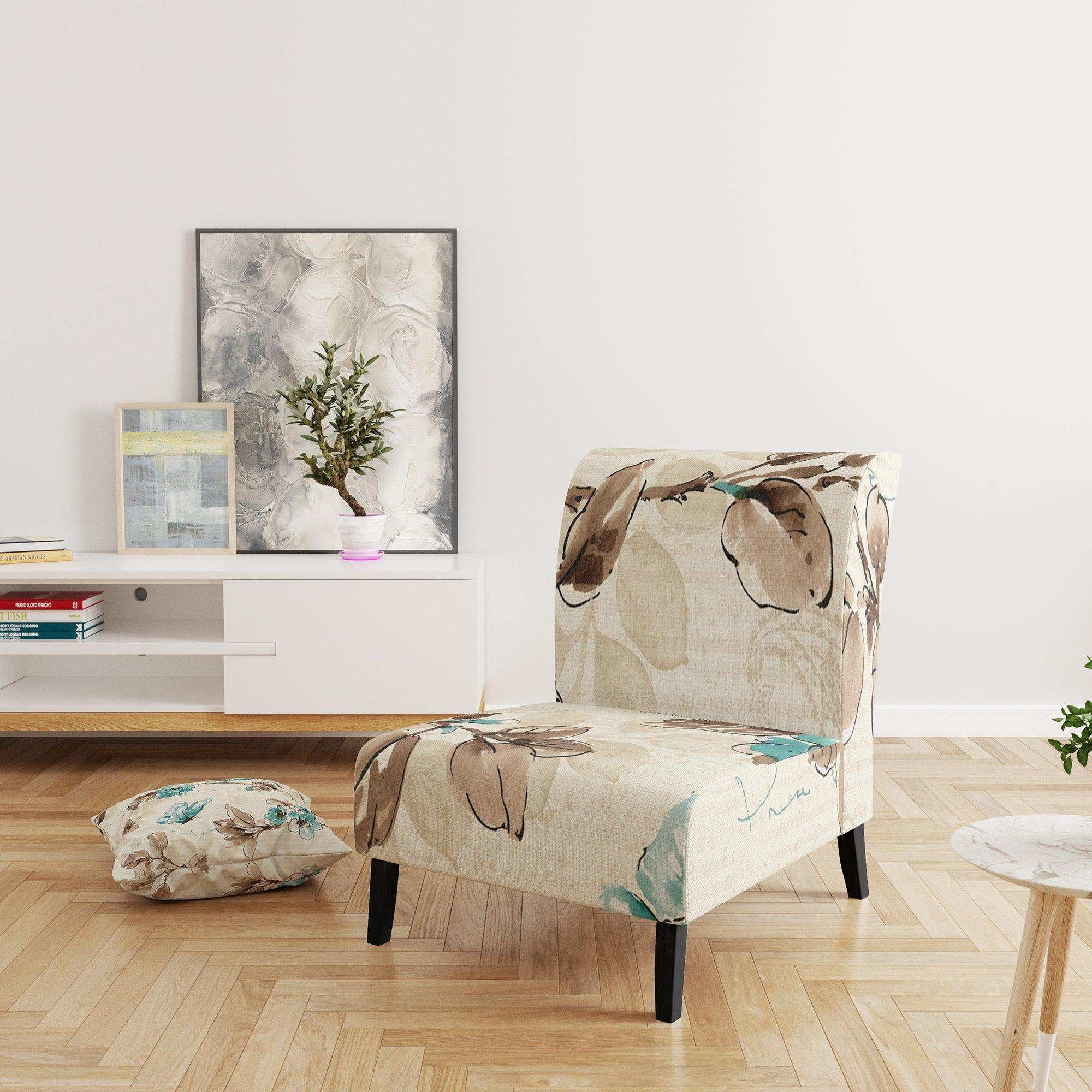 Beige Bird Wings Cottage Accent Chair