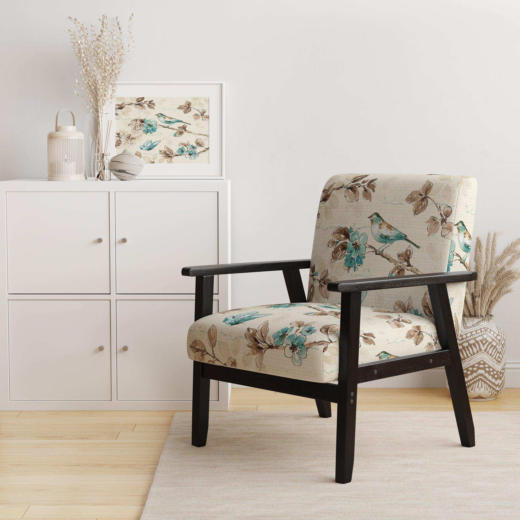 Beige Bird Wings Cottage Accent Chair