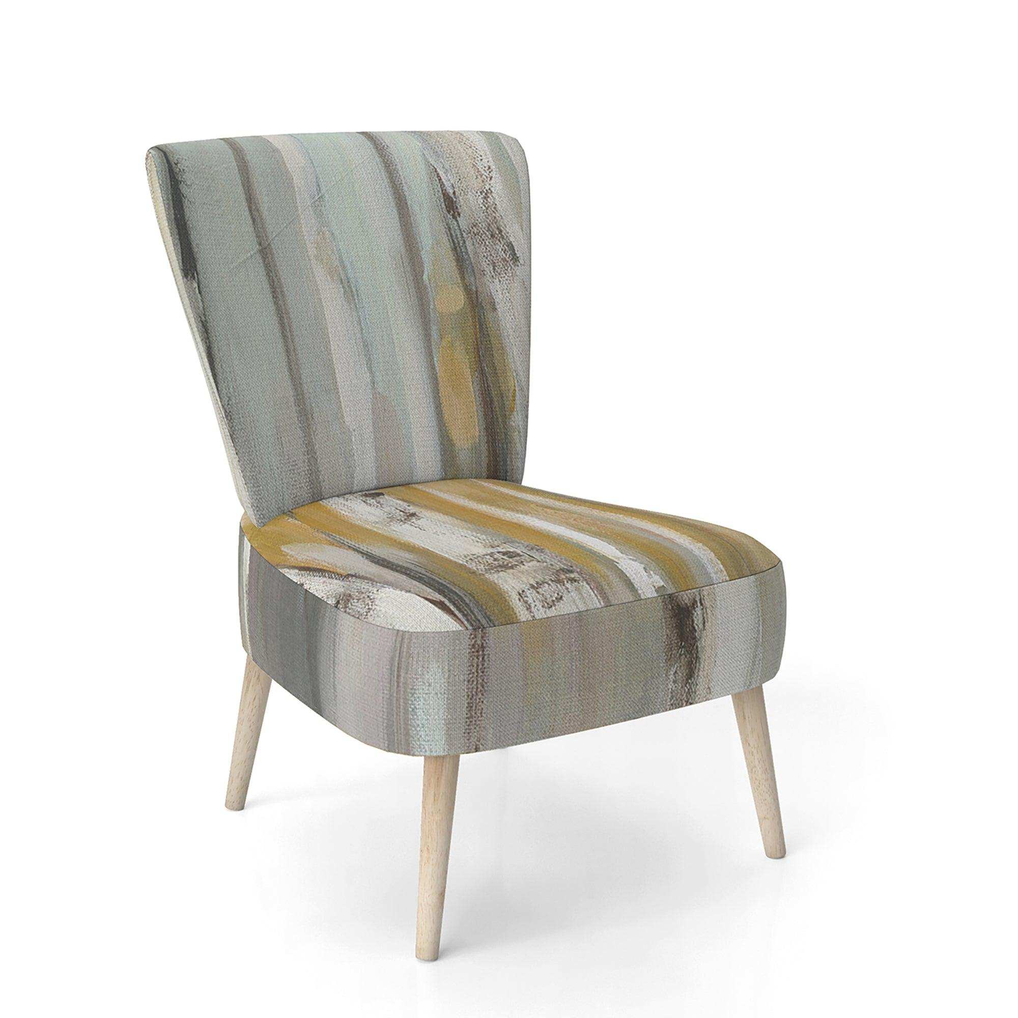 Silver and Yellow Birch Forest Cottage Accent Chair