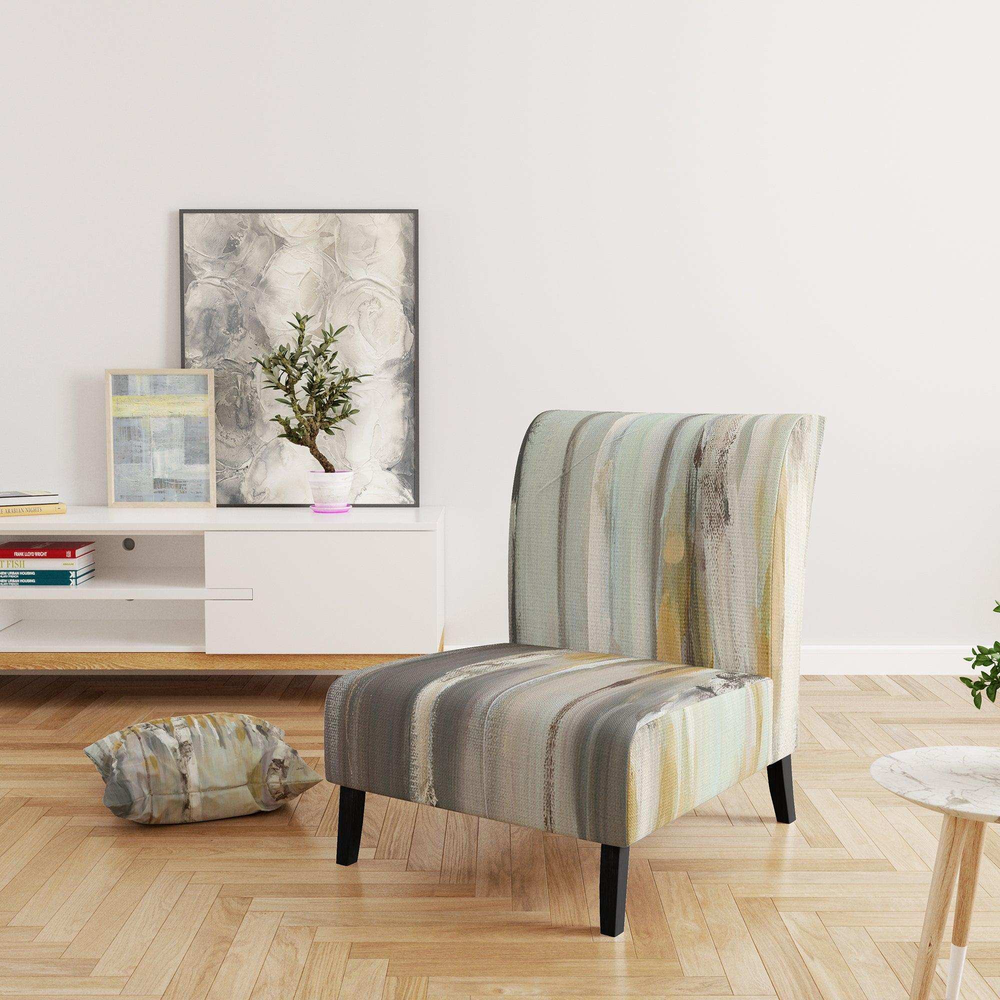 Silver and Yellow Birch Forest Cottage Accent Chair